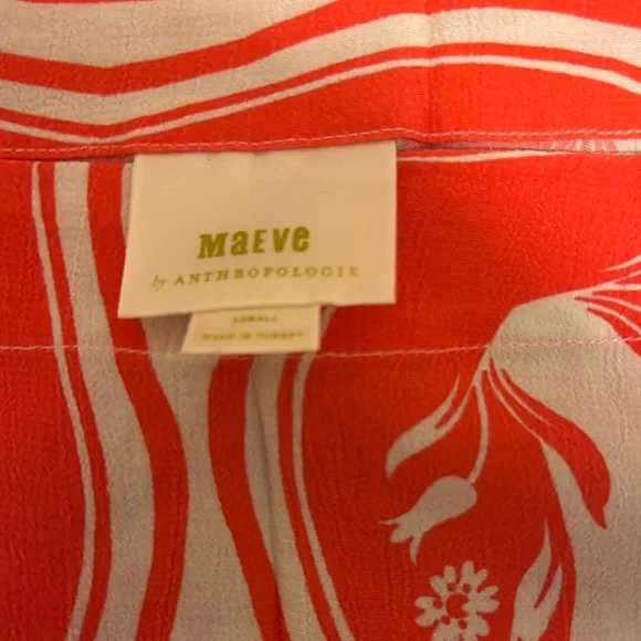 Anthropologie Maeve Red and White Floral Blouse - Picture 2 of 5